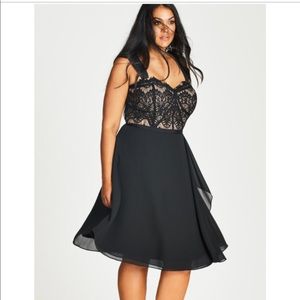 City Chic Black Lace Fit & Flare Dress